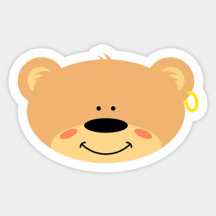 Teddy bear with golden Earring Sticker